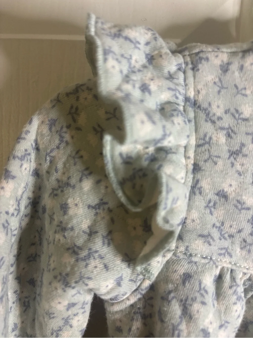 Carter's Light Blue Floral Long-Sleeve Ruffle Yoke Dress